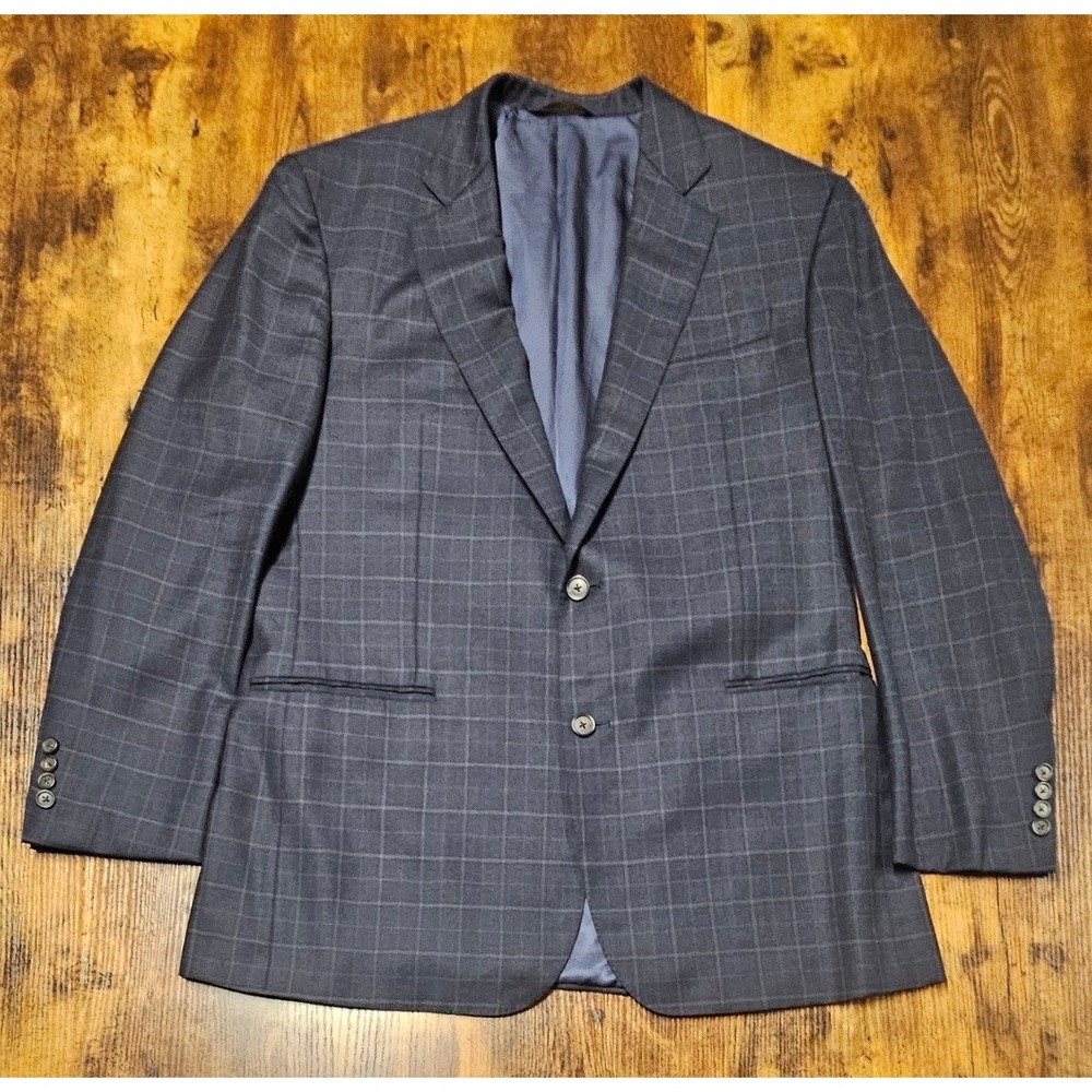Brooks Brothers 1818 Madison Blazer Navy Windowpane Full Canvas Wool Sport Coat